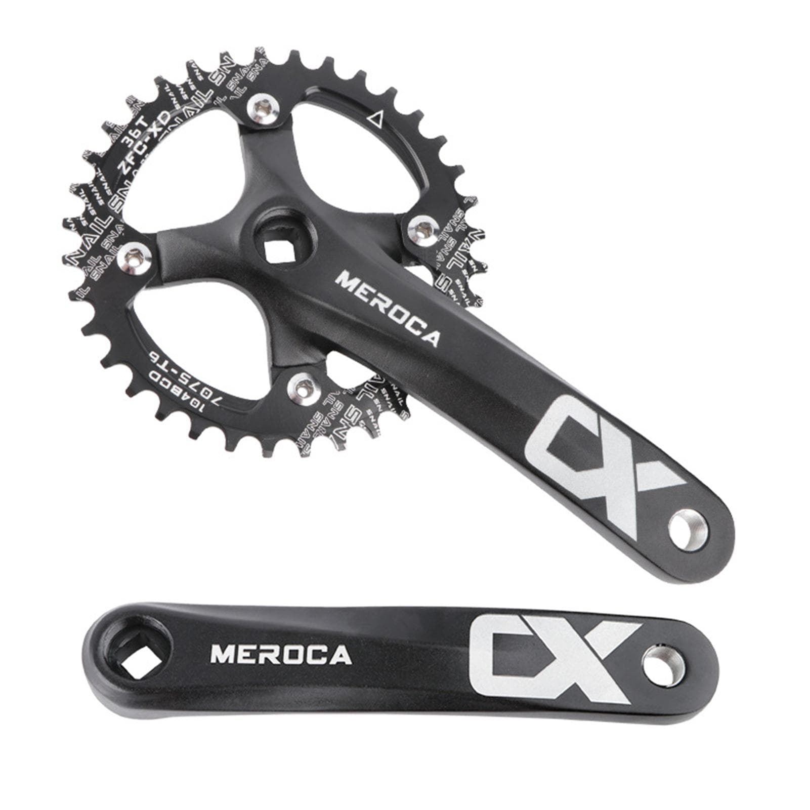 Mountain Bike Right Left Square Crank Arms with Bolts 170MM 104 BCD Aluminum Alloy MTB Bicycle Crank Arms &36T Chainring black