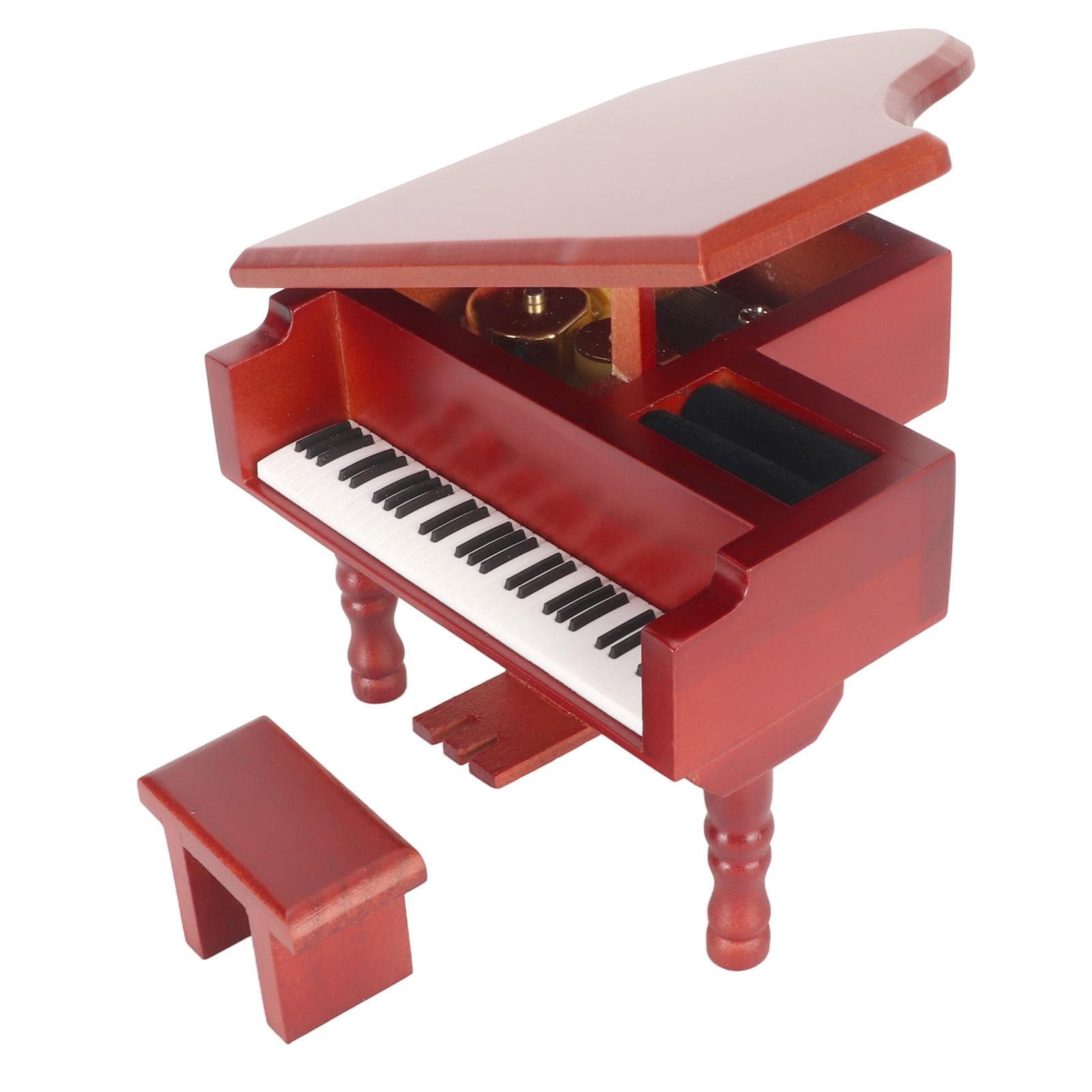 Wooden Music Box Piano Style Easy Operation Gold Plated Movement Clockwork Music Box for Home Car