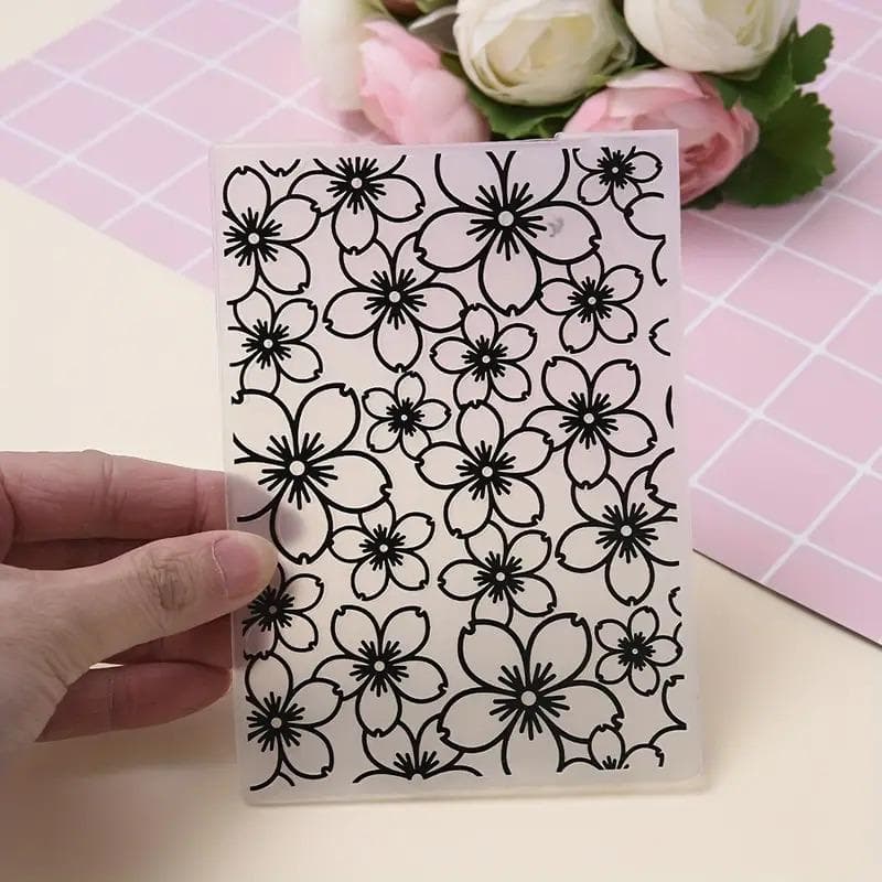 1Pc Embossing Folder Flowers Pattern Plastic Embossing Folder Machine Template for Card Making Scrapbook Paper Album Craft DIY D black