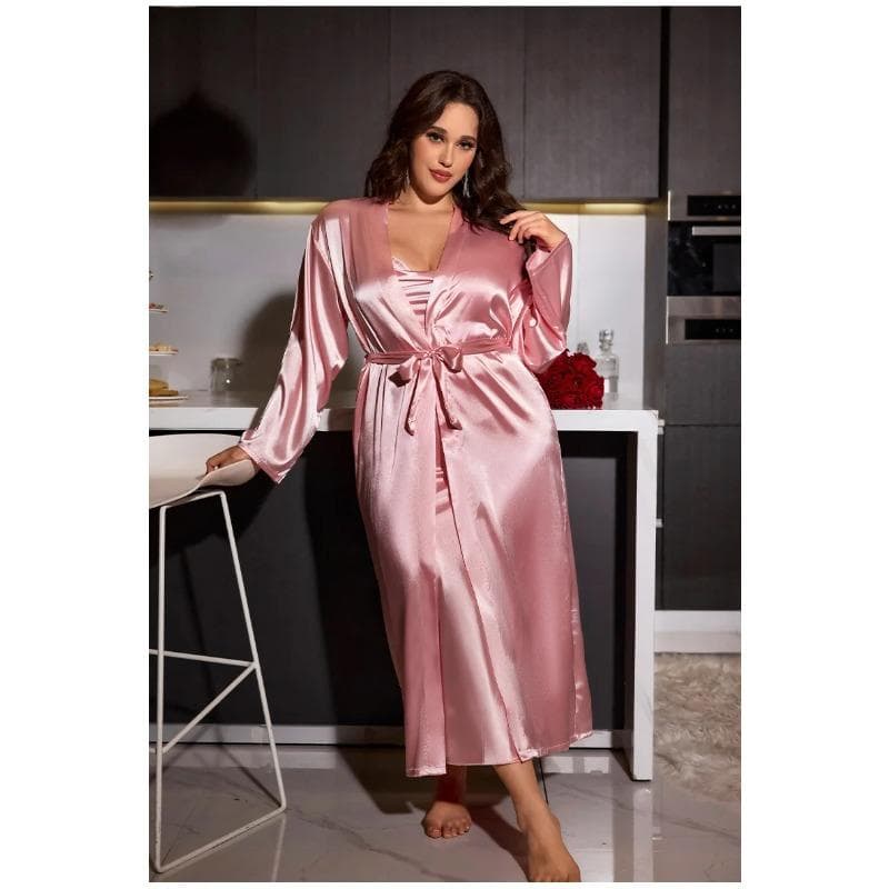 Nightgown Set Sexy Bride Long Wedding Bathrobe Dress Spring and Summer New Pajamas Loose Satin Home Clothes XL