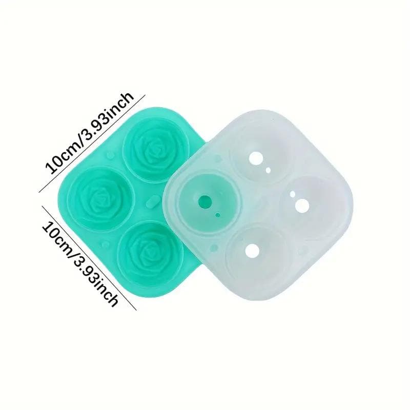4 Grids Rose Ice Cube Mold, Multifunctional Chocolate, Jelly, Ice Cube Tray, RV Party Kitchen Refrigerator Supplies, for Bakery green