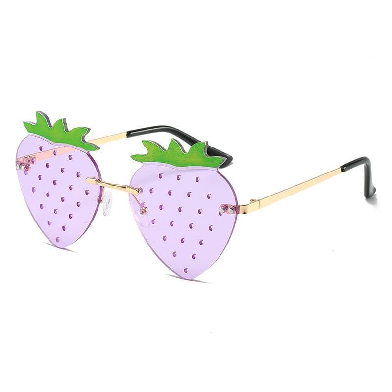 Funny Strawberry Shape Women Sunglasses UV400 Retro Candy Color Party Lens Irregular Personality Sun Glasses Eyewear