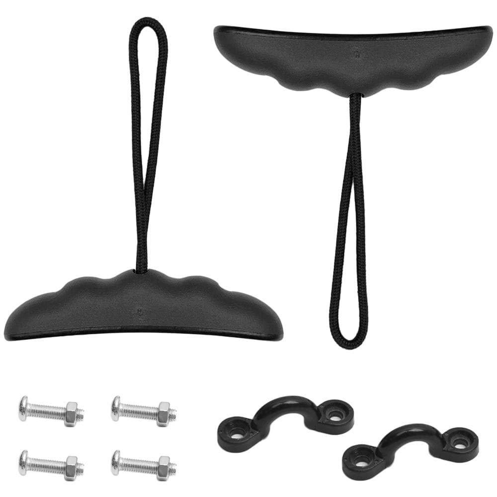 2pcs Kayak Carry Pull Handle with Cord Pad Eyes Screws for Canoe Boat black
