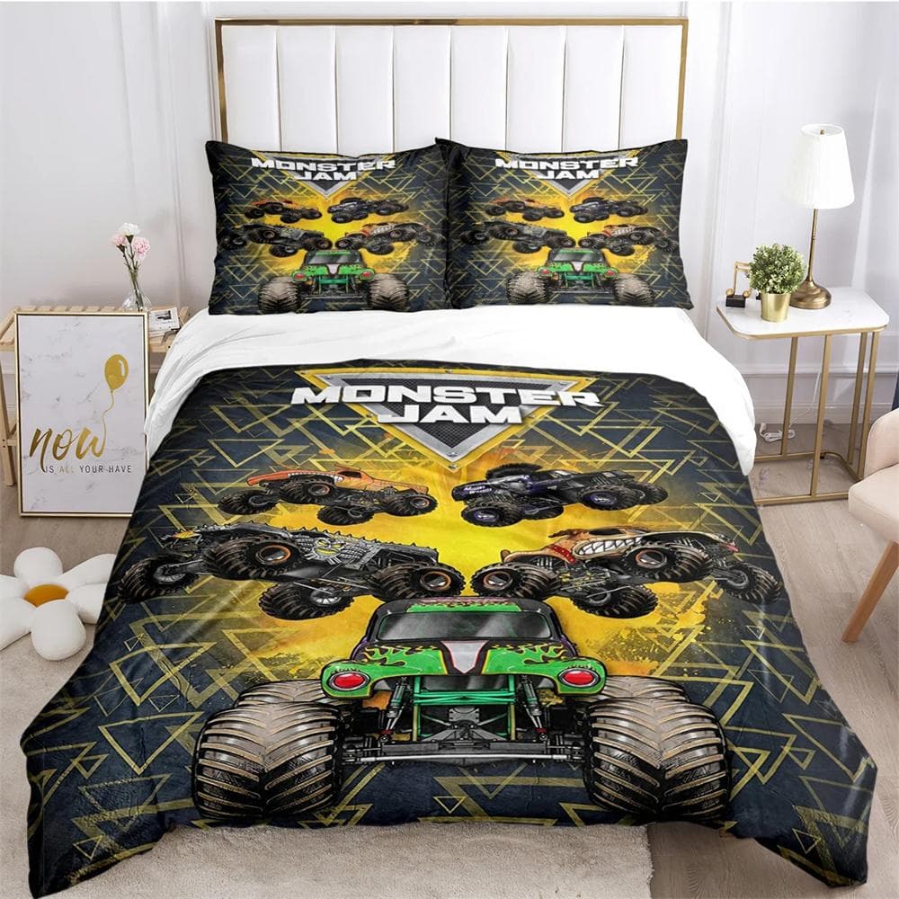 Cartoon Monster Truck All Season Duvet Cover Comforter Bedding sets Soft Quilt Cover and Pillowcases Single/Double/Queen/King 135x200cm 2pcs