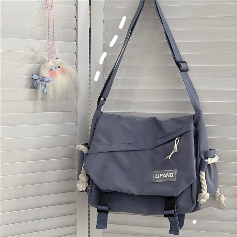 Nylon Handbags Shoulder Bag Large Capacity Crossbody Bags for Teenager Girls Men Harajuku Messenger Bag Student School Bags Sac blue