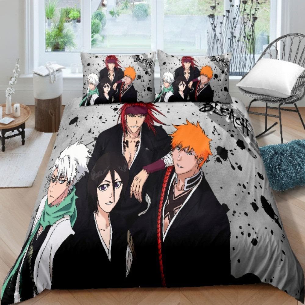 3D Bleach Kurosaki Ichigo Bedding Set Anime Duvet Covers Pillowcases Boys Comforter Bedding Sets Customized Bed Linen Bedclothes 240X220cm-3pcs