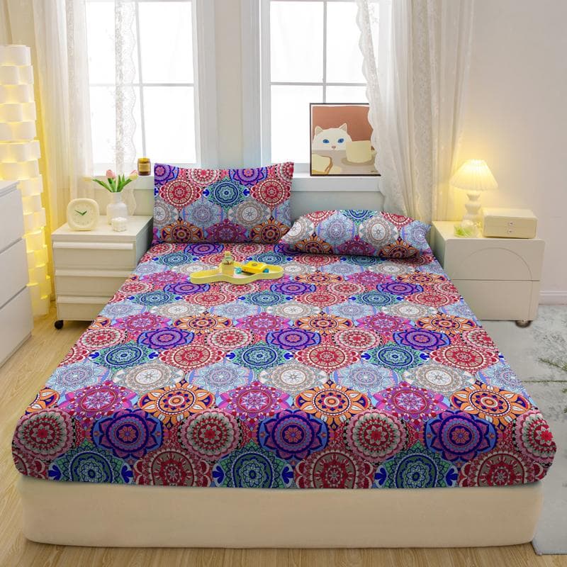 3-Piece Simple Modern Bohemia Pattern Matte Three Piece Fitted Sheet Set, Bedroom Printed Bed Cover Set, Bedding 90x200cm