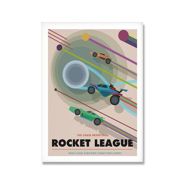 Rocket League Game Poster Room Decor Video Game Neon Car Prints Wall Art Modern Boy Room Living Room Home Decor Canvas Painting 60X90cm No Frame