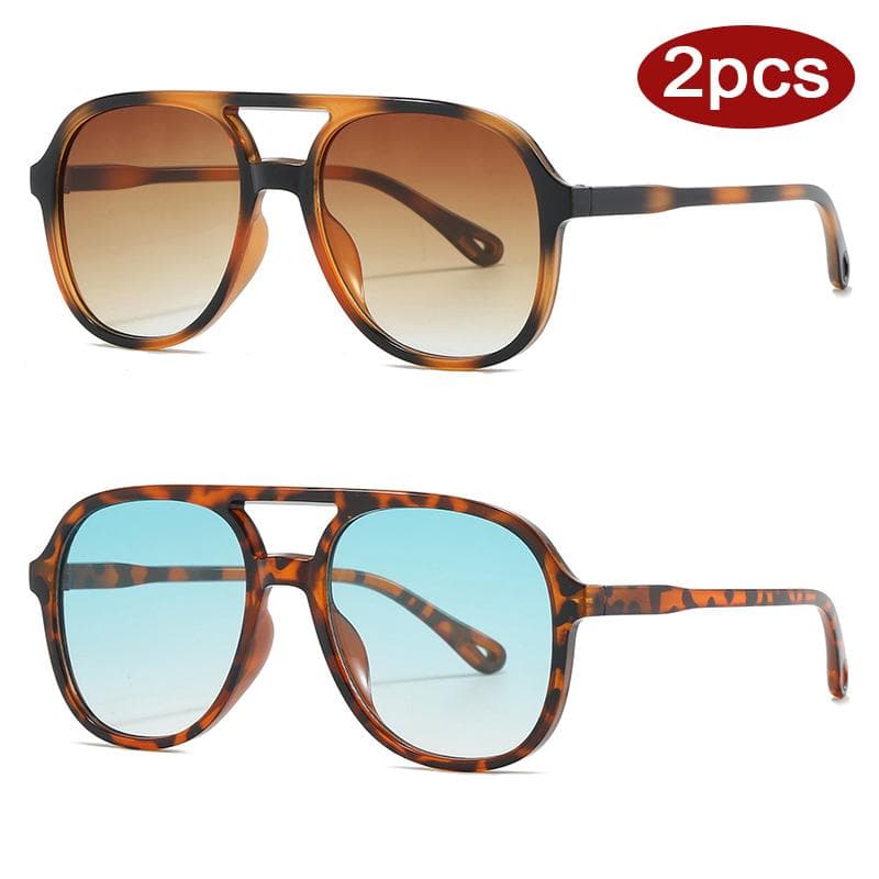 Protective Glasses 2pcs Double Bridge Women Sunglasses Large Frame Colorful Gradient Eyeglasses Outdoor Fashion