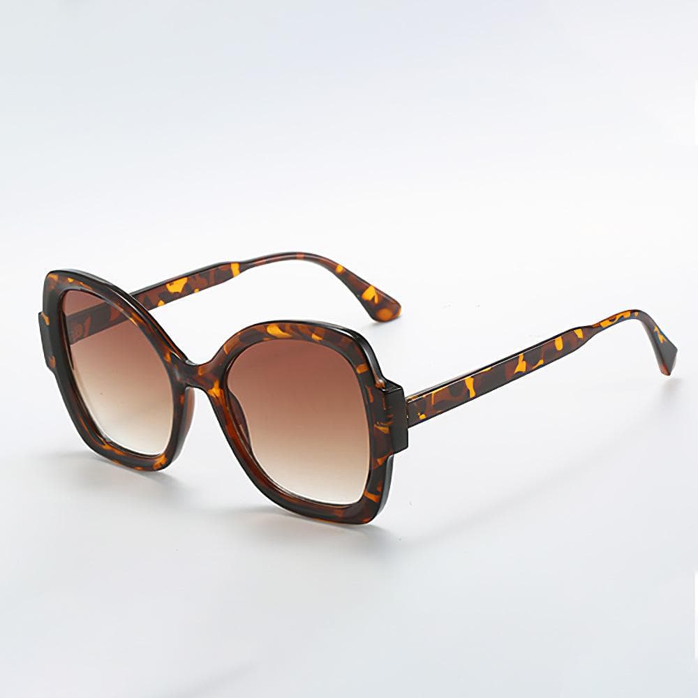 Vintage New in Fashionable Retro Brown Sunglasses with Geometric Edge Gradient Brown Lenses Sunglasses for Women