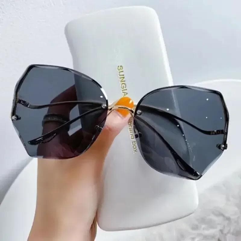 Women Designer Irregular Round Sunglasses Gradient Fashion Rimless Metal Sun Glasses Female Lunette Soleil Femme