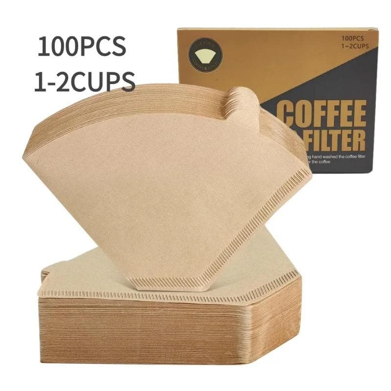 Coffee Filters Cone 100 Pcs Natural Unbleached Brown Paper Disposable Pour Over Maker Basket Dripper for Home, Office