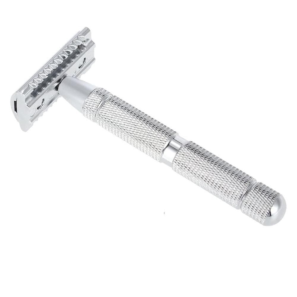 Stainless Steel Safety Razor Traditional Men s Double Edge Shaving Razor Manual Beard Razor Shaving silver