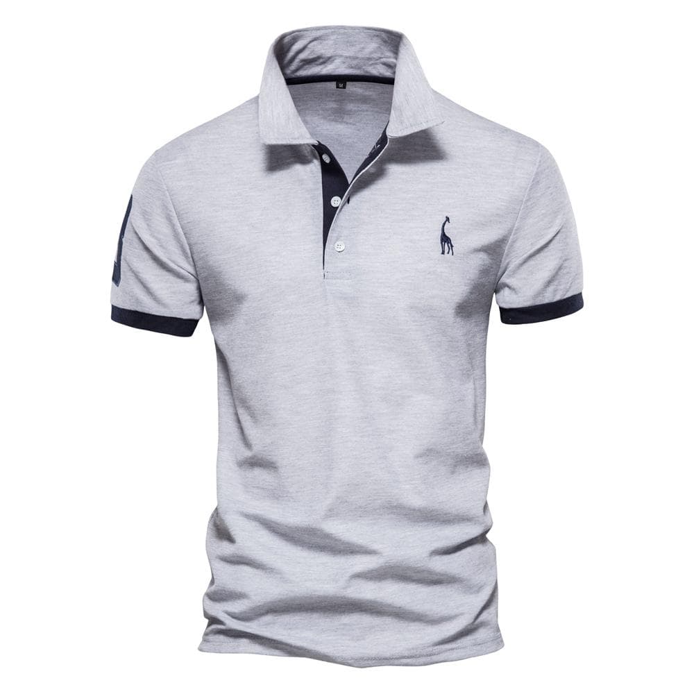 Summer Short-sleeved T-shirt Men's Polo Business Casual Polo Shirt Men's Slim Fashion Men's Polo Cotton High-quality T-shirt Simple Outdoor XL grey