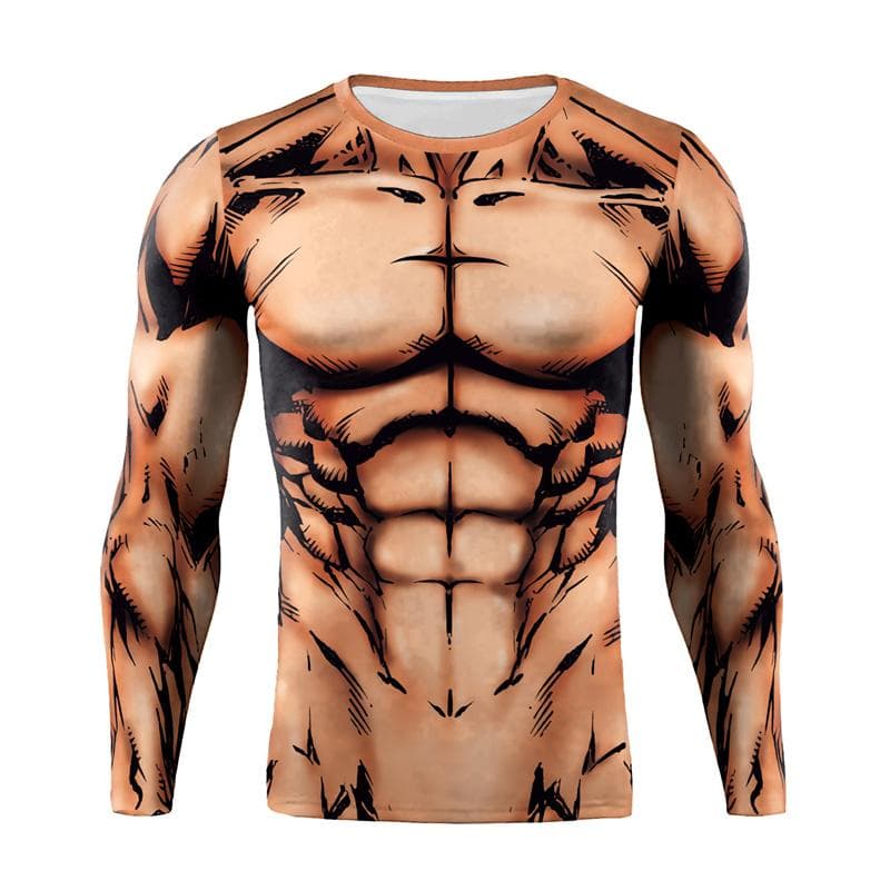 Muscle Tattoo Mens Compression T-shirts Long Sleeve Wolf Dragon Sportswear Rashguard Fitness Gym Tops Tees Streetwear Tshirt 6XL