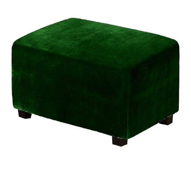 4 Sizes Velvet Durable Customized Stretch Footrest Ottoman Cover Folding Storage Stool Furniture Protector Rectangle Slipcover L dark cyan