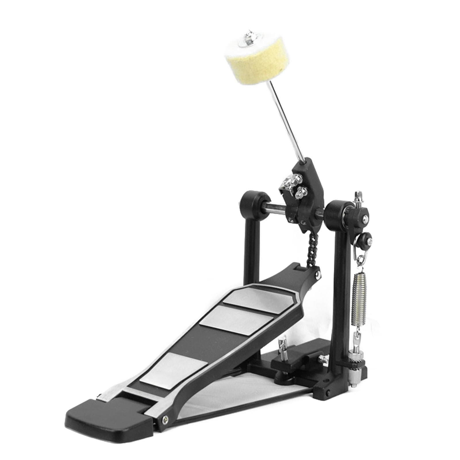 Drum Pedal with Drum Wool Beater Aluminium Alloy Singles Drum Pedal Drum Set Pedal Singles Pedal black