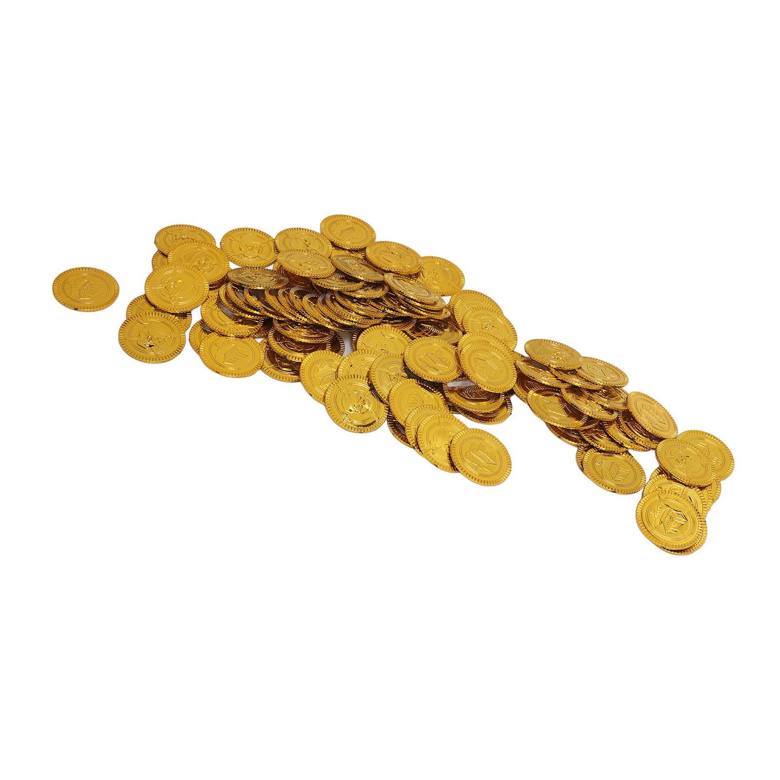 100PCS Treasure Coins Set High Simulation Detailed Pretend Plastic Toy Prop Coins for Board Games