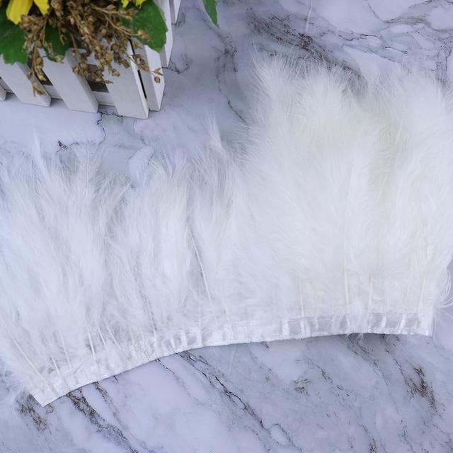 1 M Fluffy Turkey Marabou Feathers Trim Ribbon 10 -15cm /4 -6inch For Wedding Clothes Dress Decoration Accessories Sewing Plumes white