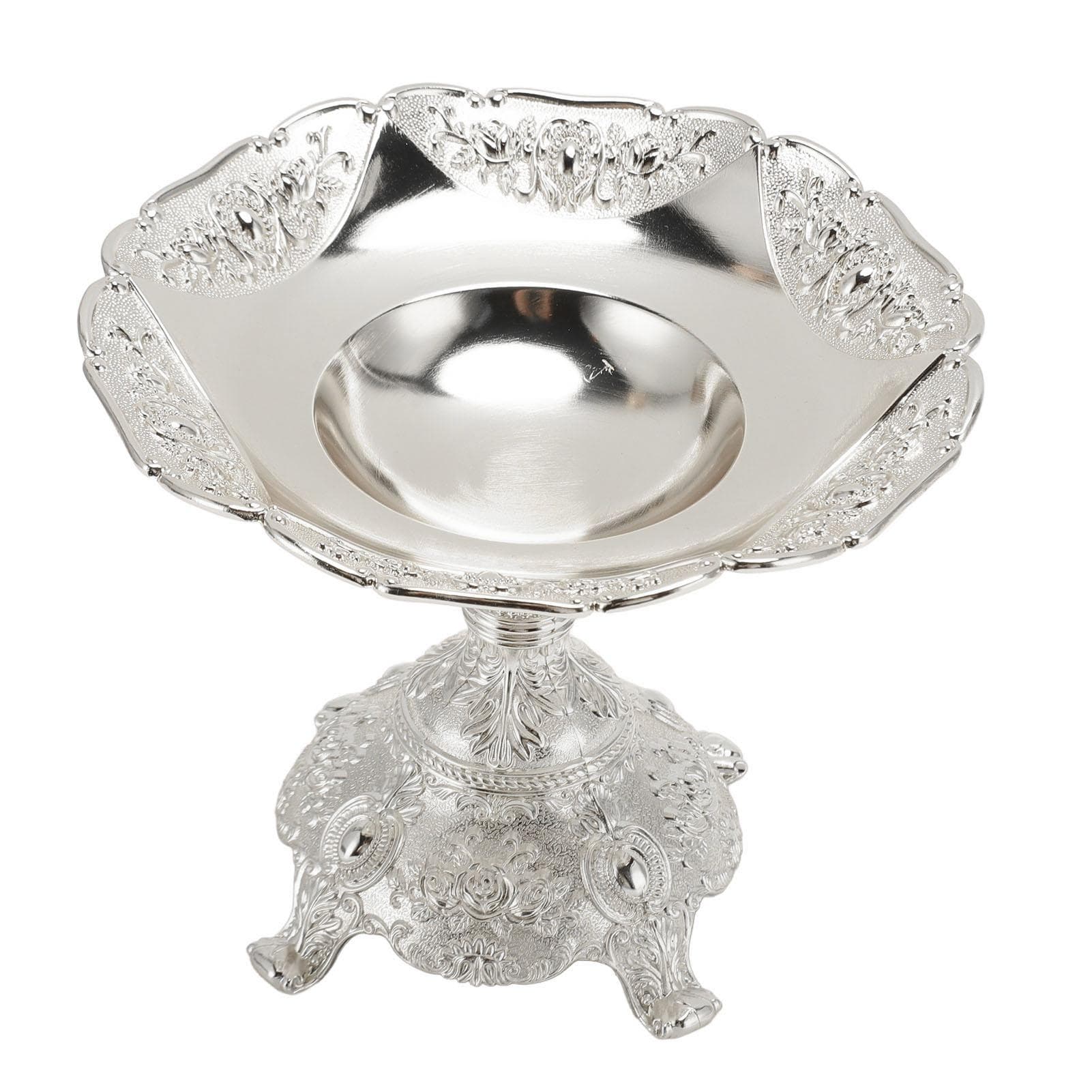 European Style Fruit Tray Metal Zinc Alloy Snack Nut Food Serving Storage Rack Dining Table Decor S silver