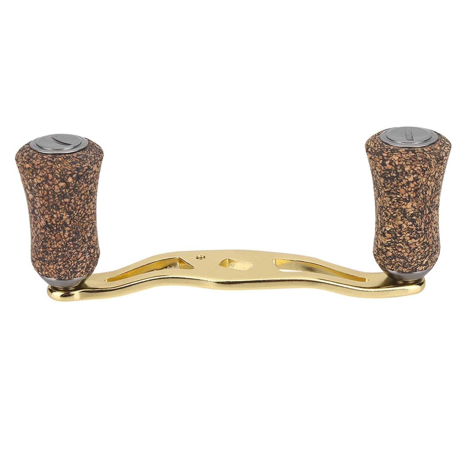 Fishing Reel Handle Wood Knob Carbon Fiber Frame with Fittings Replacement Parts (Gold)