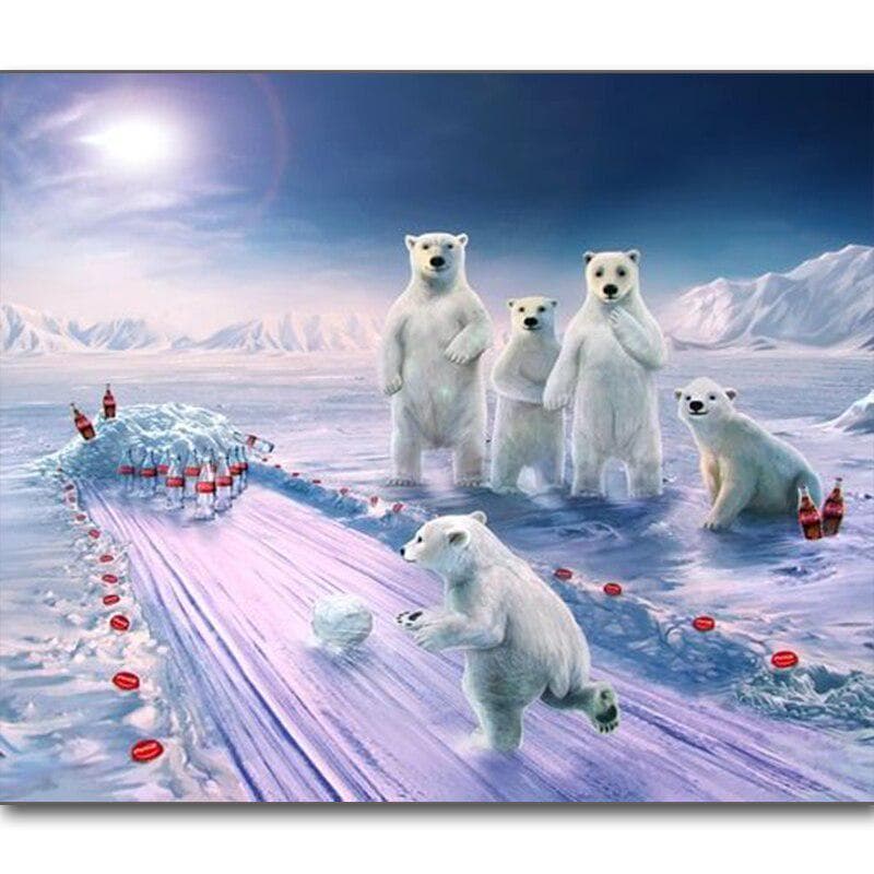 5D DIY Full Diamond Painting Cross Stitch Polar Bear Drinks Drill Mosaic Animals Picture Embroidery 20X30CM
