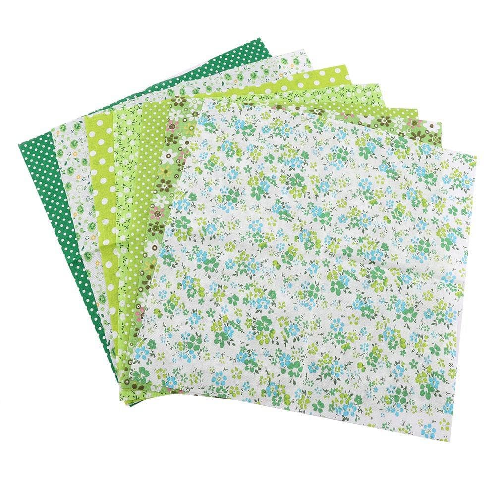 7pcs 25*25cm Cotton Fabric DIY Assorted Squares Pre Cut Bedding Kit Quarters Bundle (Green)
