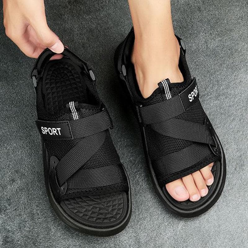 WTEMPO Anti Slip Sandals Men's Dual Purpose Thick Sole Heighten Comfortable Versatile Anti Odor Soft Sole Sports Beach Shoes Dropshipping Wholesale 39 black