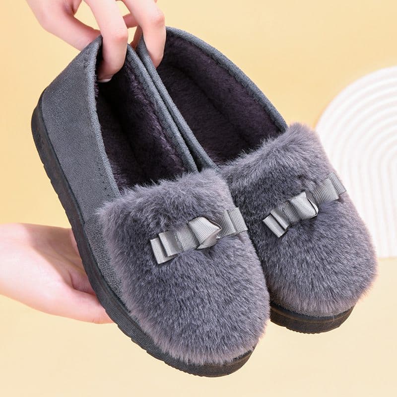 Winter Warm Women's Cotton Shoes with Velvet Flat Women's Shoes Anti Slip One Step Stepping Fury Shoes 38