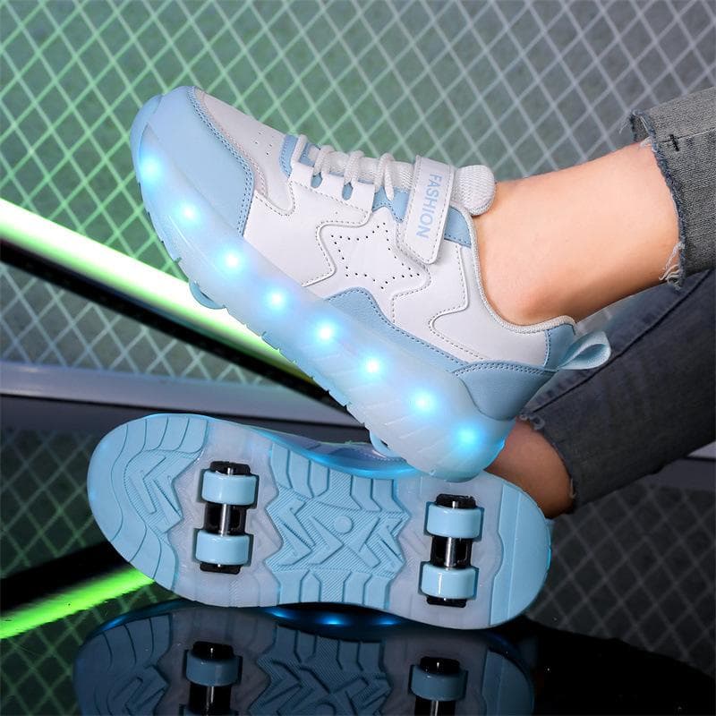 New Runaway Shoes Four-wheel Pulley Shoes Boys Children Shoes with Wheels Girls Skates 32