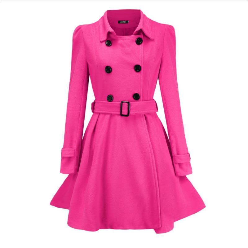 Autumn and Winter New Women's Clothing Slim-fitting Ruffle Edge Woolen Coat XXL