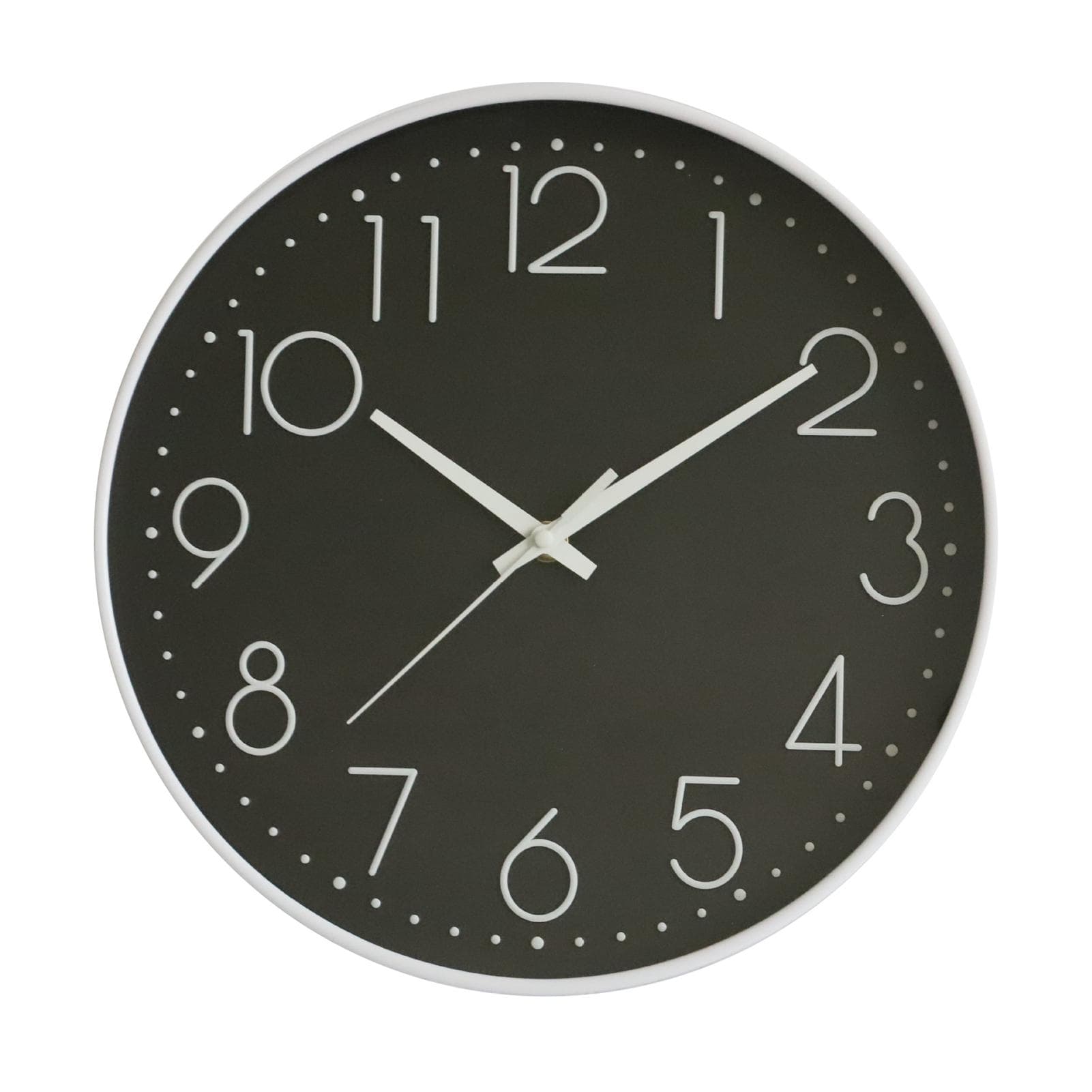8 Inch Silent Wall Clock Non Ticking Decorative Easy to Read Round Wall Clock for Home Livingroom White Frame Black Bootom White Word