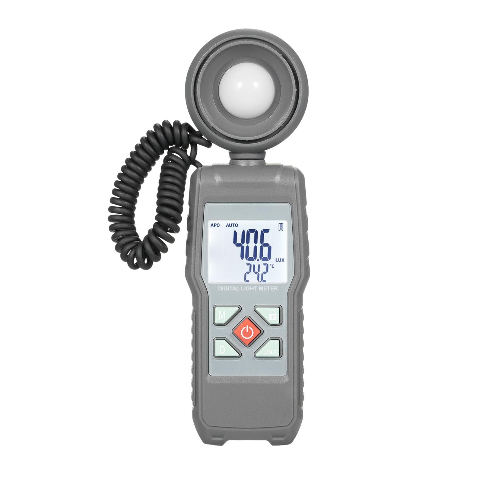 Light Meter Digital Illuminance Meter Handheld Ambient Temperature Measuring Instrument, Range up grey