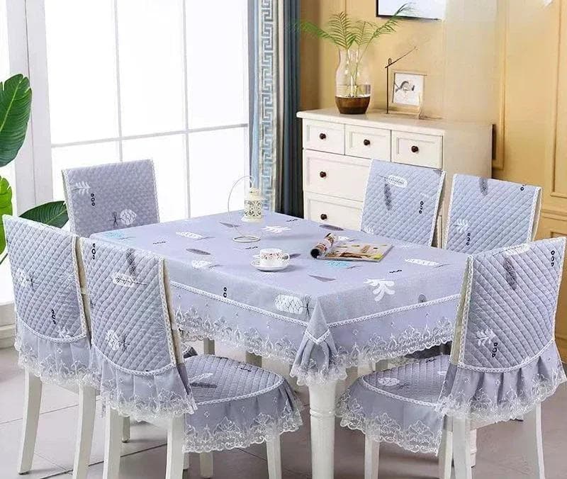 Modern Universal Chair Cover European Lace hem Dining Table Cloth Cushion Set Printed Household Chair Cushion Cover Chair 1 cover 1 back