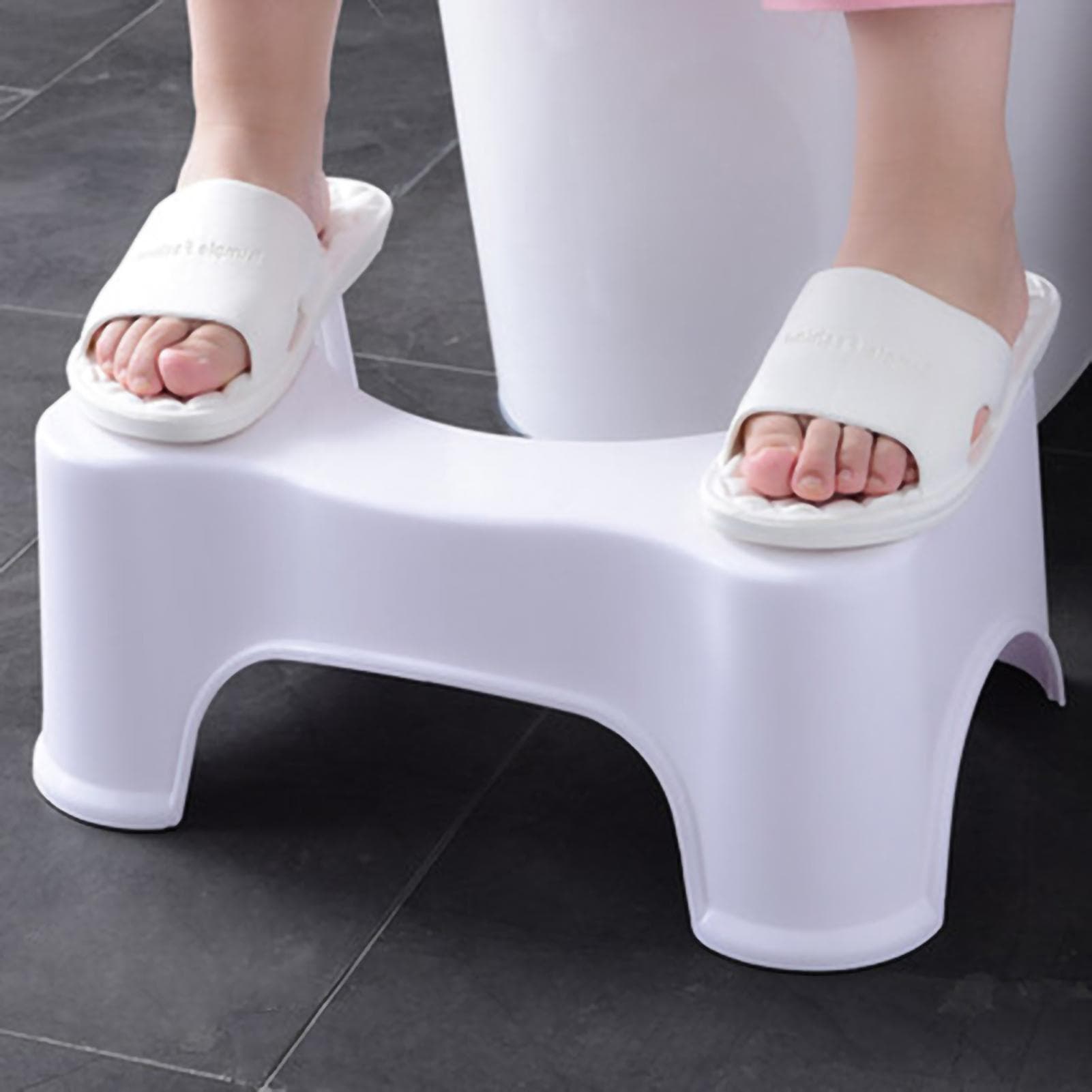 Toilet Step Stool Ergonomic 35 degrees  Universal Prevent Slipping Bathroom Stool for Elderly Children white
