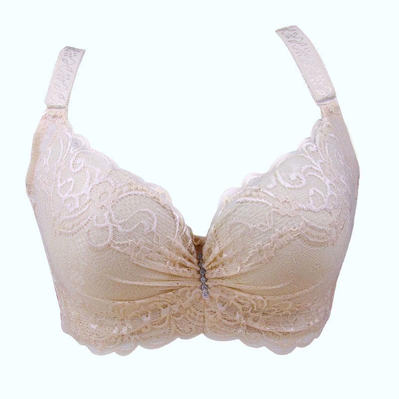 Lady Lace Bra Lingerie Underwear Push-Up Padded Underwire Sexy Brassiere Push Up Bras 100C khaki