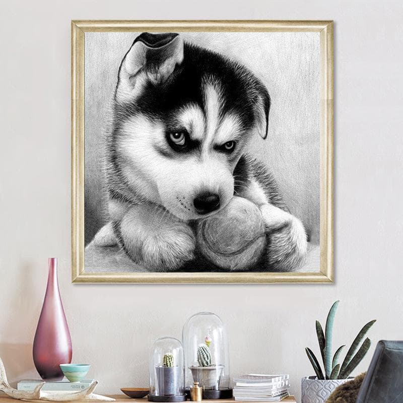 Diamond Painting Cross Stitch Resin Animal Dog With Baseball Diamond Mosaic Diamond Embroidery 30x30CM