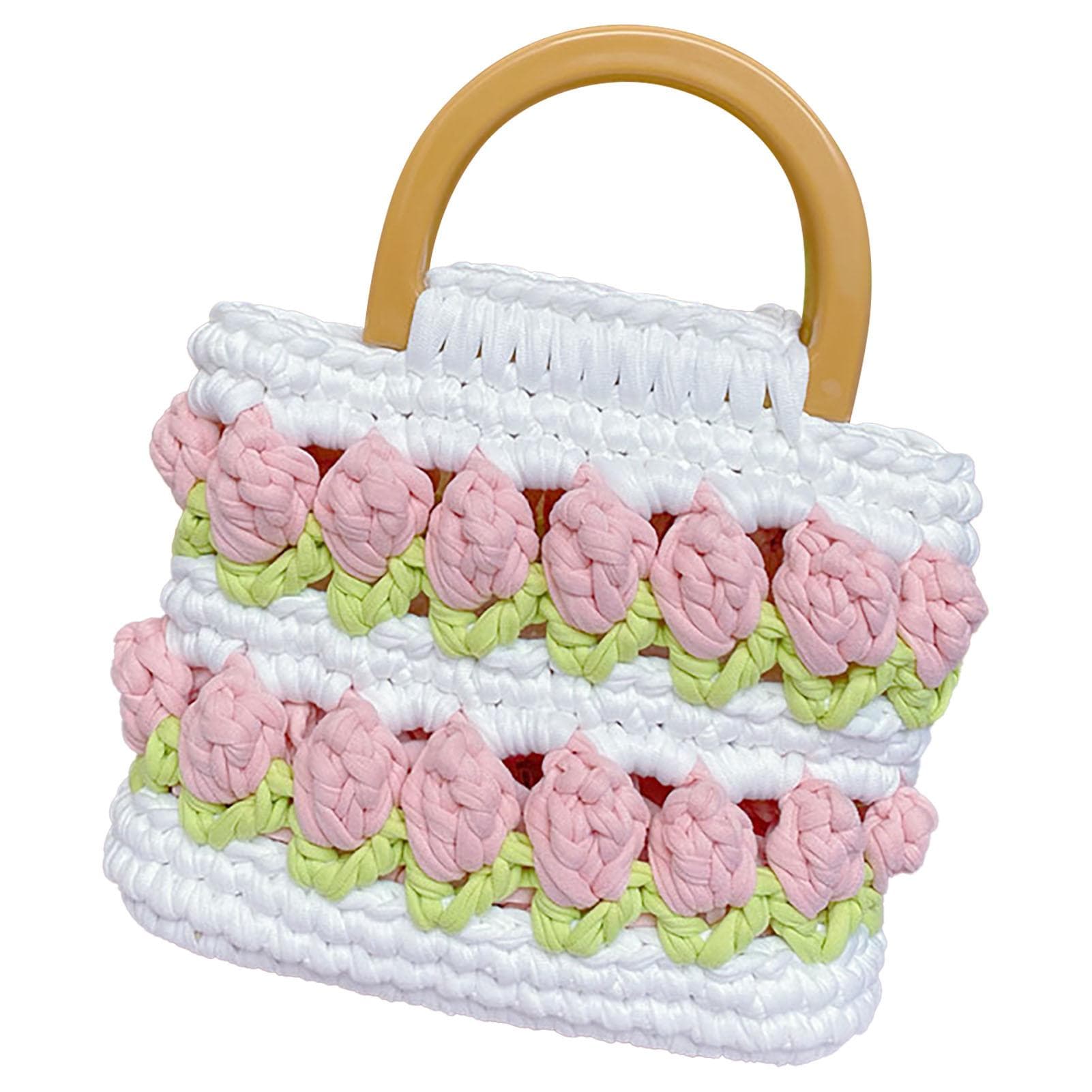 Woven Handbag DIY Kit Flower Style Bright Colors Cute Eye Catching Handbag DIY Tool Kit for Friends