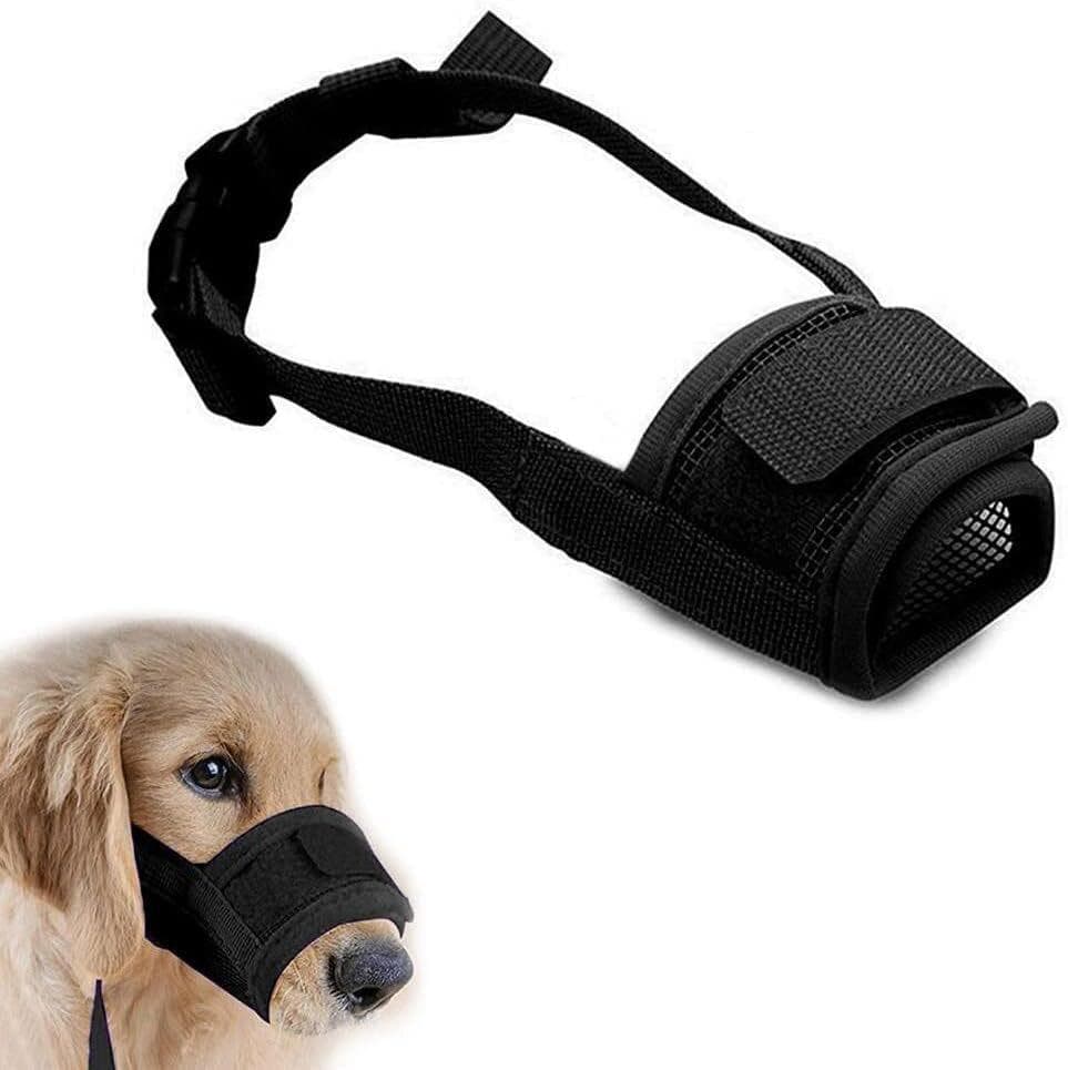 Anti Barking Dog Muzzle For Small Large Dogs Adjustable Mesh Breathable Pet Mouth Muzzles For Dogs Nylon Straps Dog Accessories M black