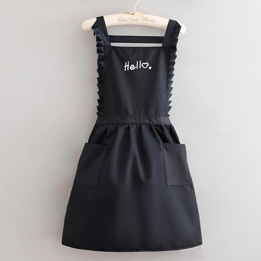 Princess Style Apron, Waterproof Floral Restaurant Barista Work Uniform Apron, Suitable For Restaurants/Hotels/Gardening black