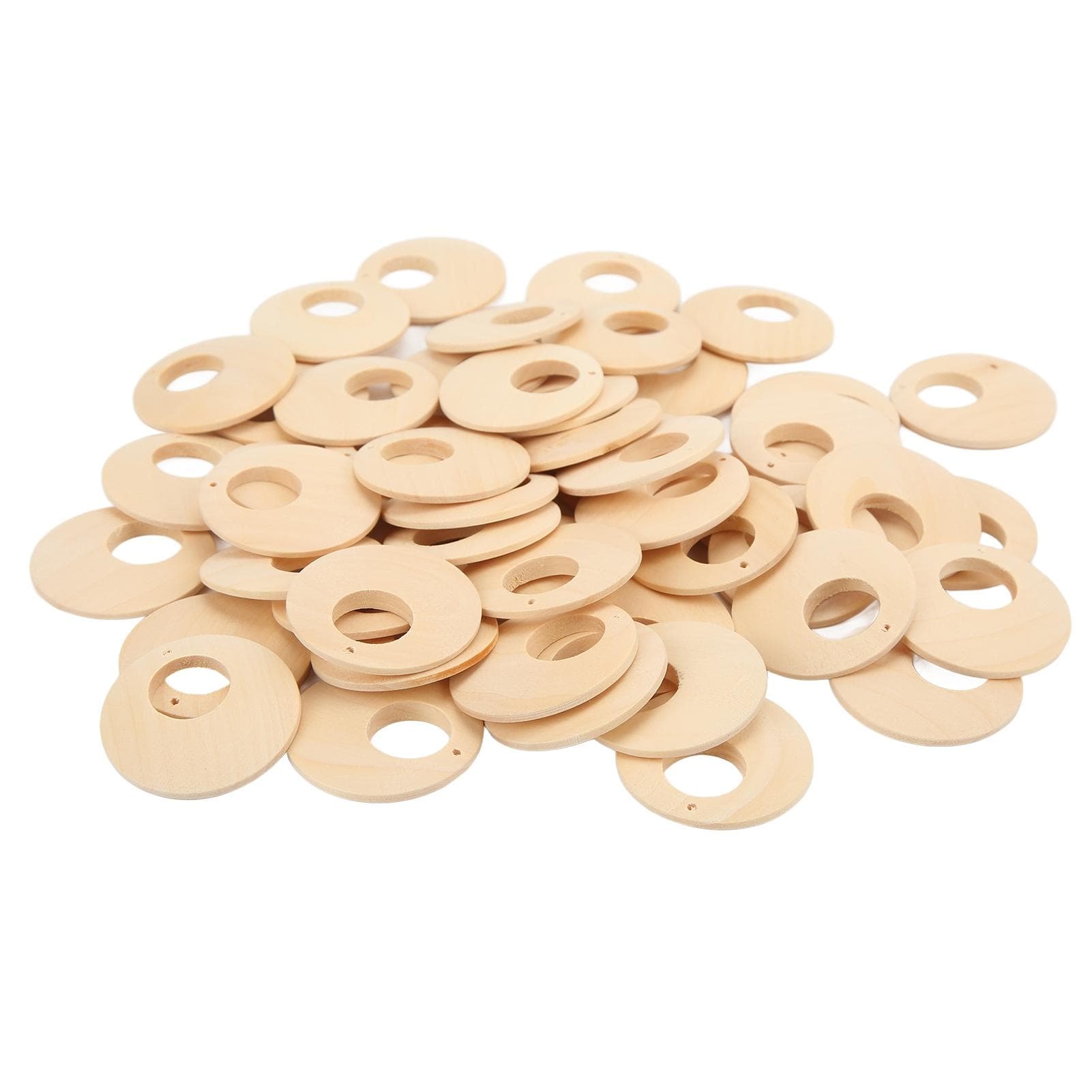 50pcs Wood Earring Blanks Hollow Round DIY Making Easy Coloring Wear Resistant Light Weight Jewelry