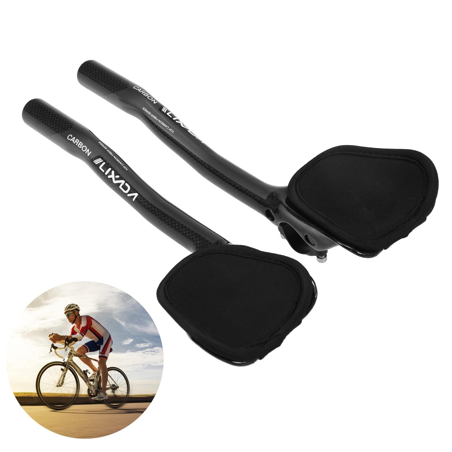 31.8mm Carbon Fiber Bicycle TT Handlebar Cycling Aero Bars Rest Handlebar Bike Tri Bars grey