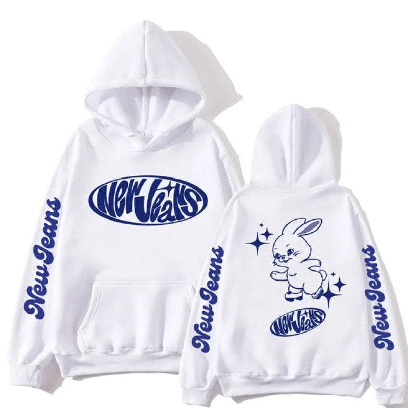 Korean NewJeans Bunny Kawaii Graphic Zip Up Hoodies Fashion Kpop Style Cute Hoodie Men Women's Casual Jackets Zipper Sweatshirts L