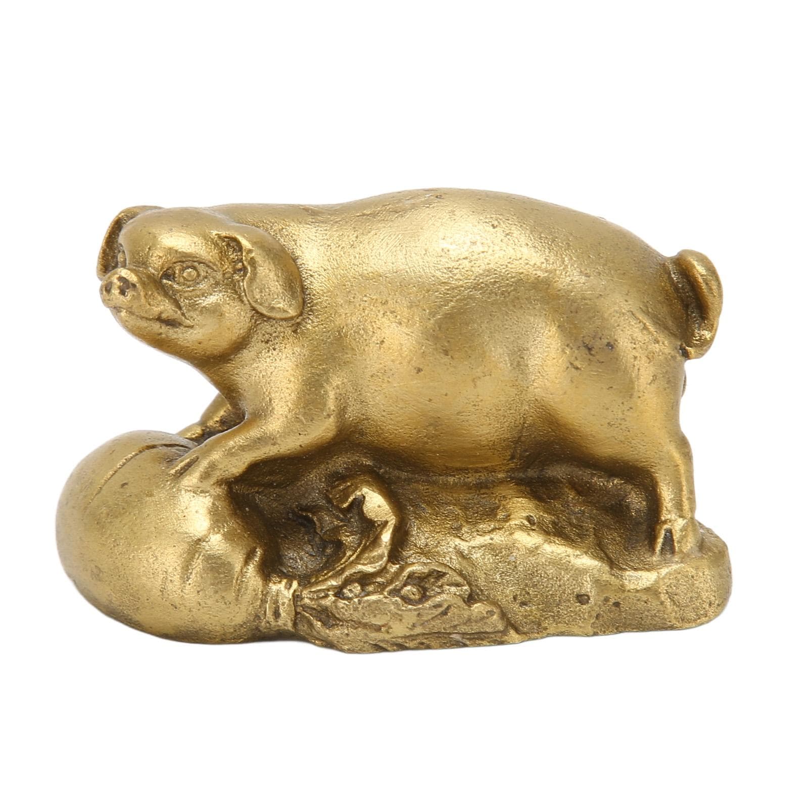 Pig Statue Wealth Convergence Exquisite Cute Brass Lucky Pig Statue Animal Statue for Desk Bookcase