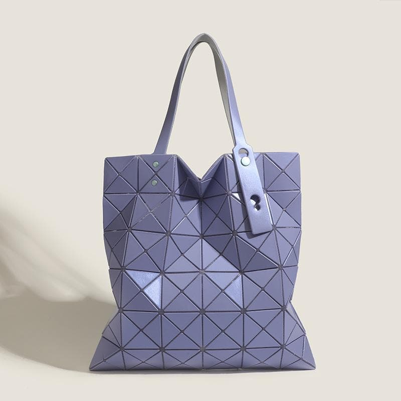 Six-grid Geometric Diamond-shaped Tote Bag, Limited Edition Spliced Frosted Handbag, Versatile Large-capacity Shopping Bag purple