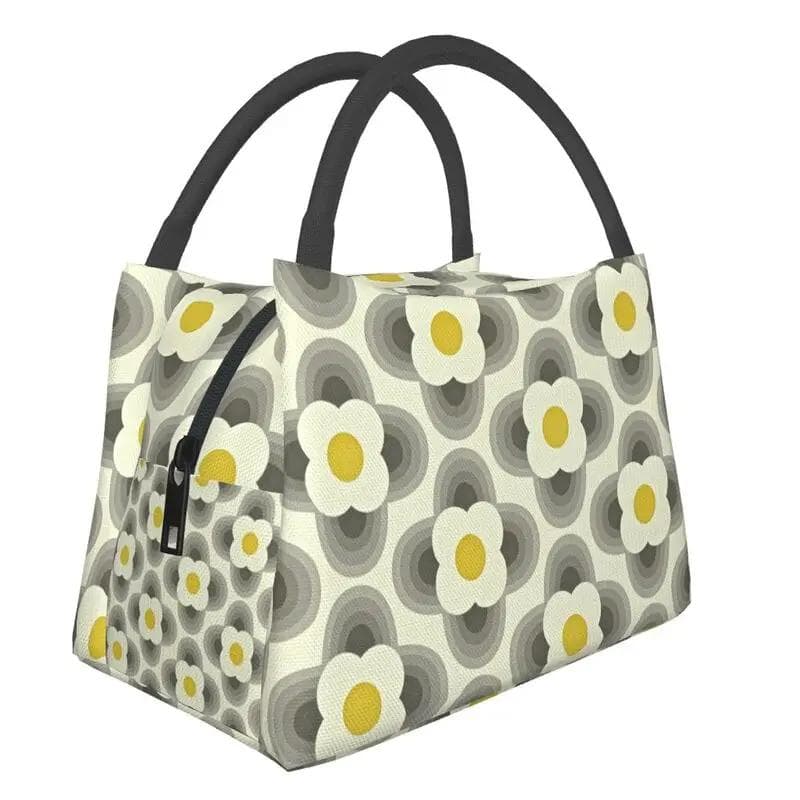 Orla Kiely Abstract Multi Stem Insulated Lunch Tote Bag for Mid Century Scandinavian Geometric Cooler Thermal Food Lunch Box 28x17x16CM gray