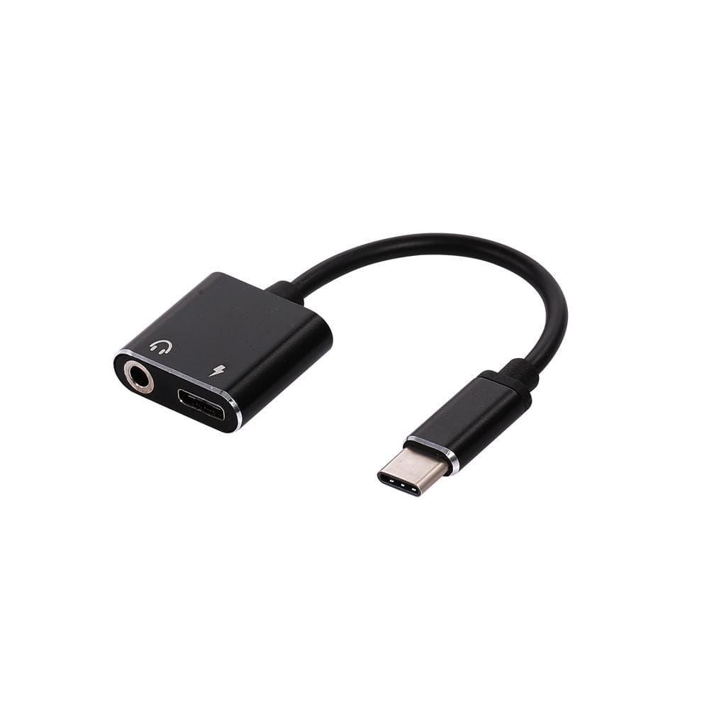 Type C to 3.5mm Jack Earphone Charging Cable USB C Audio Aux Cable Audio black