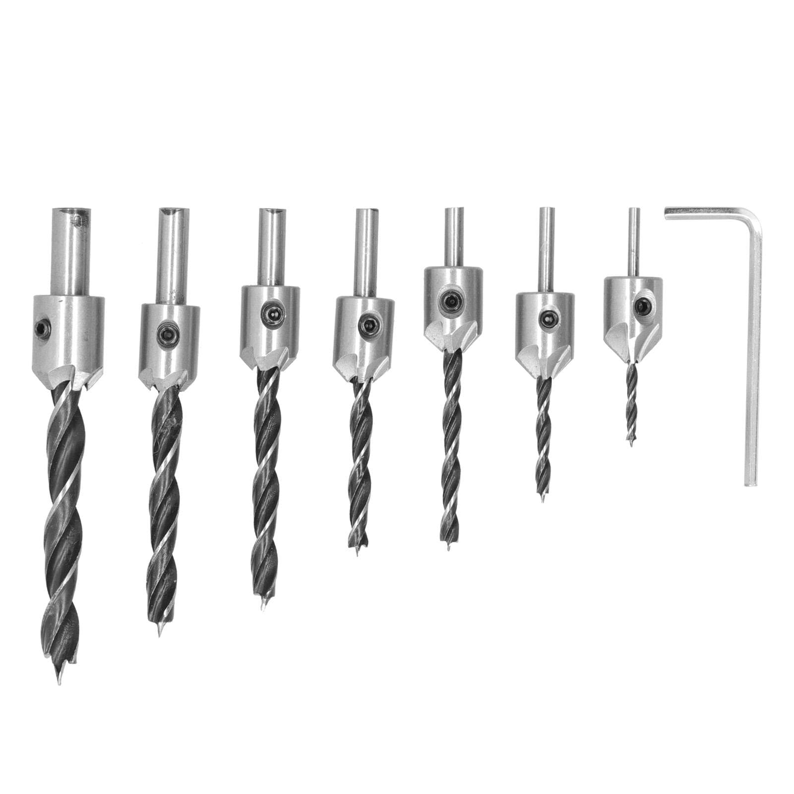 7Pcs Countersink Drill Bits Set Woodworking High Speed Steel Counter Sinker Drill Bit for Carpentry
