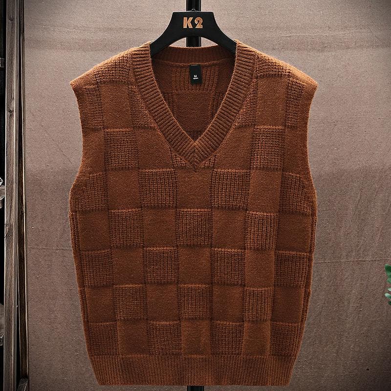 Sweater Tank Top Men's Vest Underlay V-neck Sleeveless Sweater Sweater Couple warm vest 15 different flower shapes in different colors L
