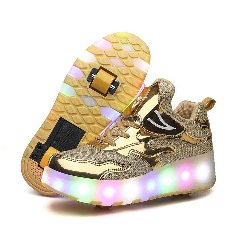 Runaway Shoes, Children's Wheel Shoes LED Ultra-light Luminous Charging Boys and Girls Light Shoes Sports Fly-woven Shoes 39